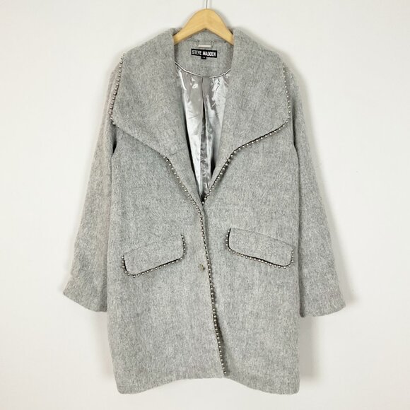 Steve Madden Shawl Collar Wool Blend Coat Beaded Detail Size Large Women's - Picture 1 of 3